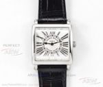 Swiss Replica Franck Muller Master Square Silver Roman Dial Black Leather 36 MM Automatic Watch